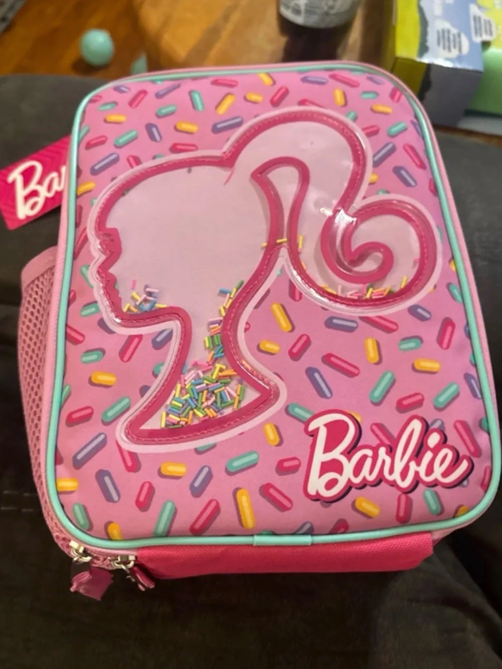 Barbie Pink Sprinkle Lunch Bag with Teal Trim
